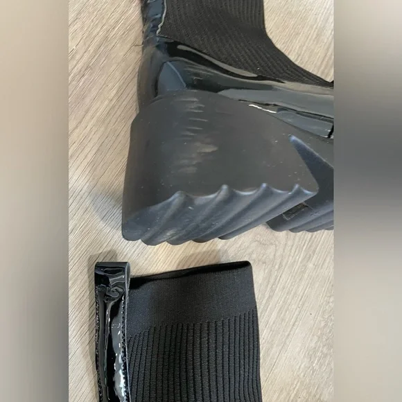 Elegant Women's Platform Sock Boots with Pearl Detail Black size 38 - Picture 8 of 11